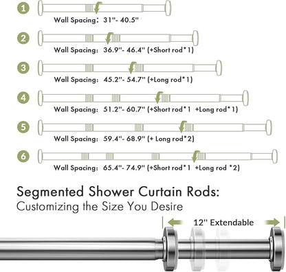 AmazerBath Spring Tension Shower Curtain Rod, 31-75 Inches Heavy Duty Tension - Image 2