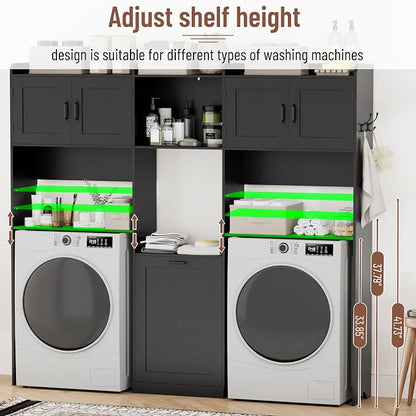 Over The Washer and Dryer Storage Cabinet, Laundry Room Organizer Standing Shelf - Image 6