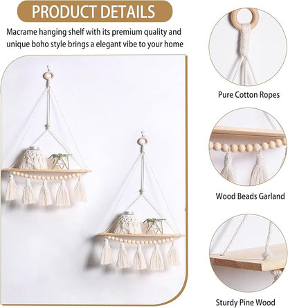 Artilady Macrame Wall Hanging Shelf - Image 4