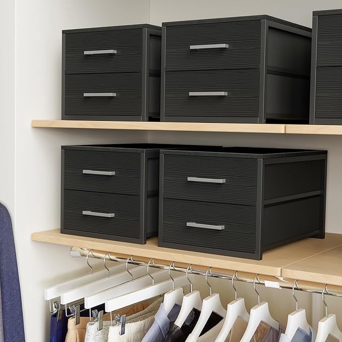 BOLUO Stackable Storage Drawers Narrow Closet Organizers and Storage Fabric - Image 8