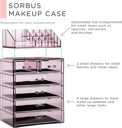 Sorbus Clear Cosmetic Makeup Organizer - Image 2