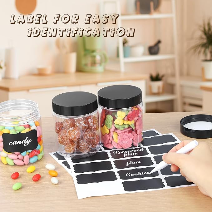 36PCS16OZ Plastic Jars with Screw On Lids, Labels Refillable Empty Round Slime - Image 7