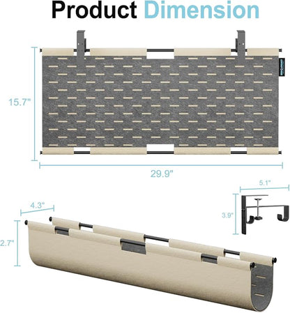 2-in-1 Under Desk Cable Management Tray & Privacy Panel, Dual-Sided Felt Cord - Image 7