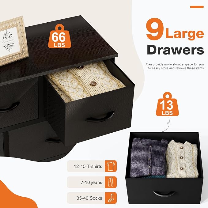 Sweetcrispy 9-Drawer Fabric Dresser Storage Tower - Image 5