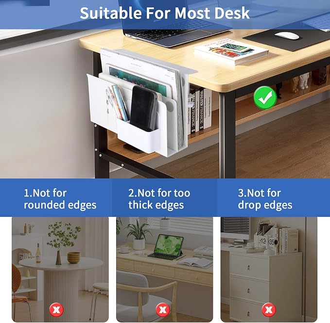 LUKETURE Desk Side Storage, 2 Tier Under Desk Laptop Mount - Image 7