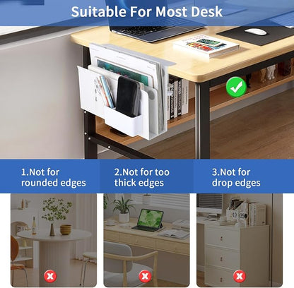 LUKETURE Desk Side Storage, 2 Tier Under Desk Laptop Mount - Image 7