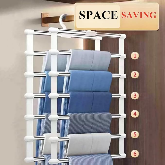 SEVEN LUCKY LIGHT 2Pcs Cloud Ladder Pants Hangers Space Saving - Image 3