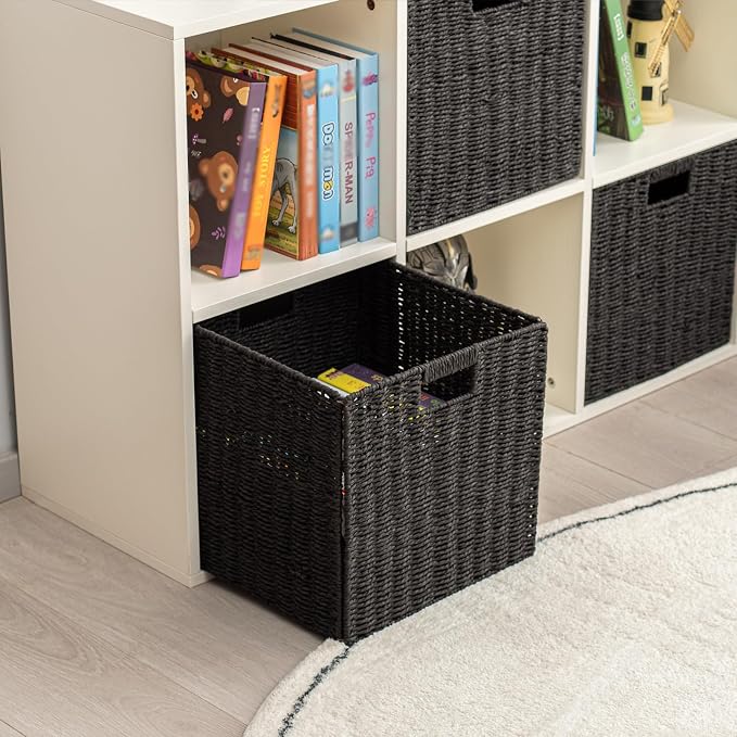 Handwoven Paper Woven Cube Basket Organizer - Image 3