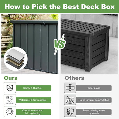 Domi 100 Gallon Deck Box, Outdoor Metal Lockable Storage Cabinet, Waterproof - Image 3