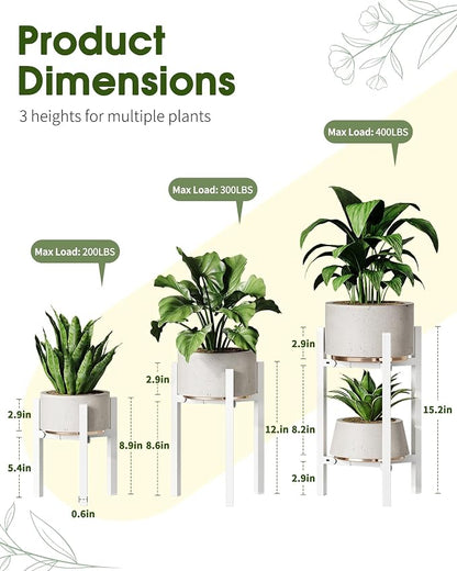 3 Pack Plant Stand Indoor Adjustable, Metal Modern Indoor Plant Stand, Heavy - Image 2