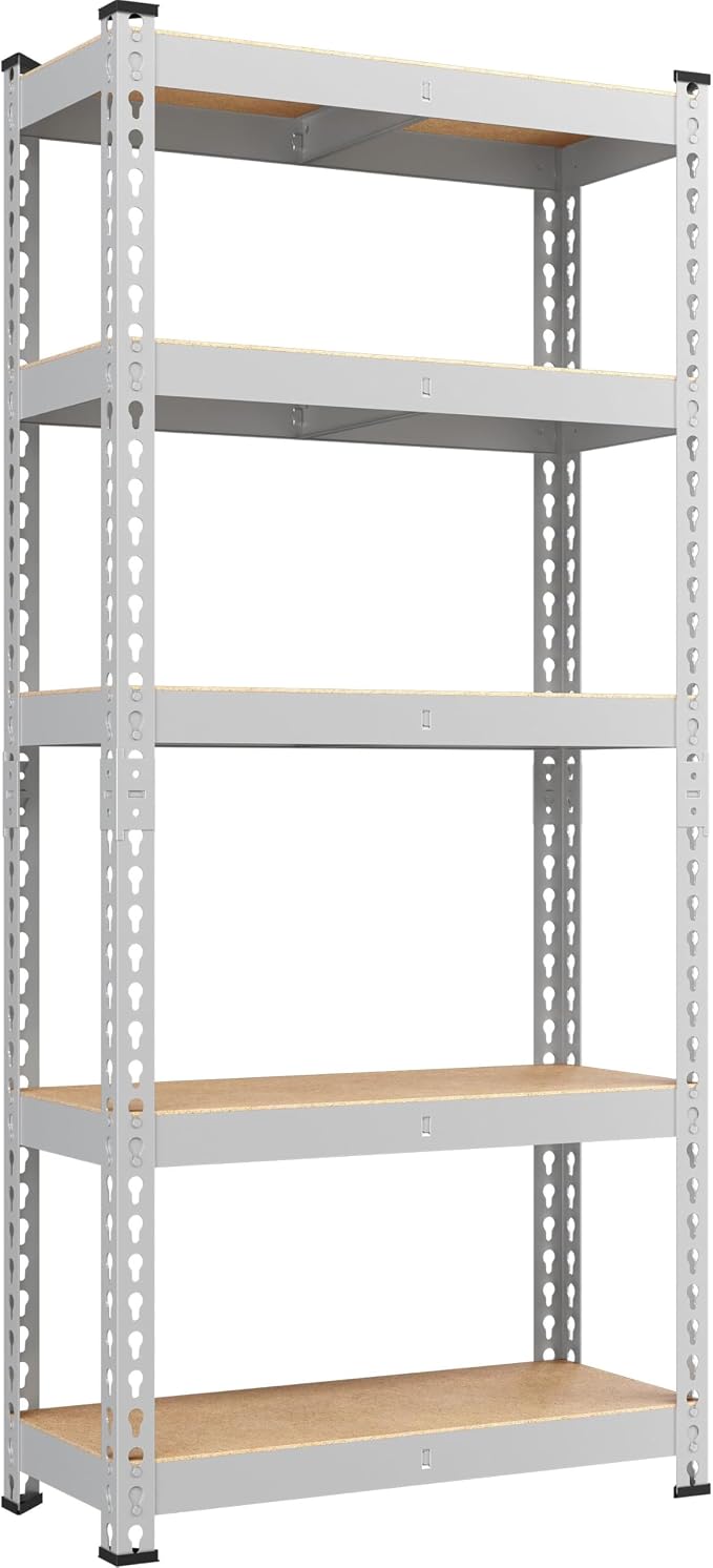 Yaheetech 5-Tier Heavy Duty Storage Shelves 28" W x 12" D x 60" H Silver | by Unknown