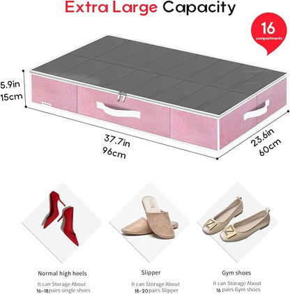 Onlyeasy Large Under Bed Shoe Organizer Container Box, Fit 16 to 32 Pairs of - Image 2
