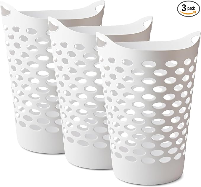 3 Pack Round Plastic Laundry Hamper by Unknown