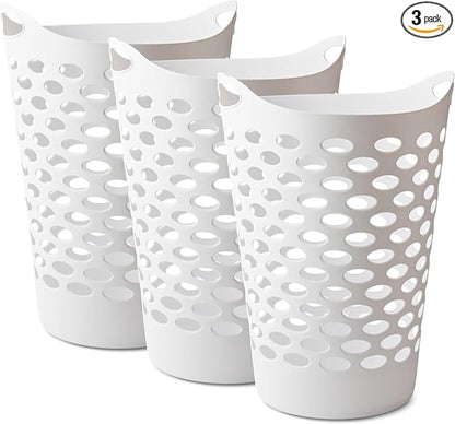 3 Pack Round Plastic Laundry Hamper by Unknown