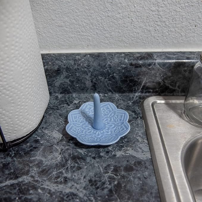 Ceramic Blue Mandala Ring Holder Decorative Jewelry Holder/Trinket Tray - Image 6