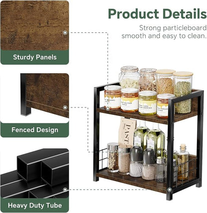 Simple Trending Countertop Shelf Organizer, 2 Tier Kitchen Spice Rack, Coffee - Image 6