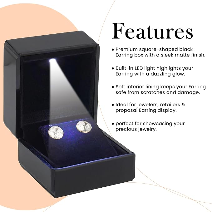 Novel Box Square Shaped Black Earring Box - Image 3