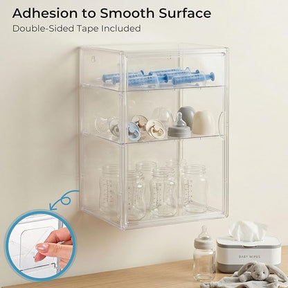 Baby Bottle Organizer – X-Large Adhesive Wall-Mount 3 Tier Adjustable Acrylic - Image 3