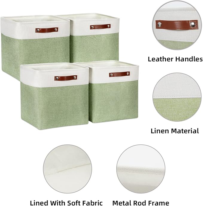 HNZIGE Collapsible Fabric Storage Cubes 13x13x13 Set of 4 Decorative Storage - Image 5