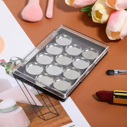 FRCOLOR Magnetic Eyeshadow Palette Case 12 Round Pans and Brush Space-Saving - Image 3