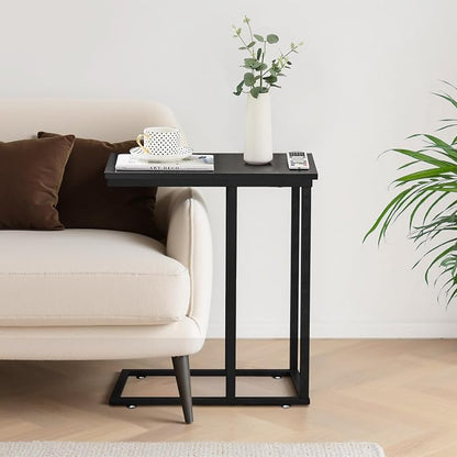 VECELO C Shaped End Side Table for Sofa Couch and Bed Snack TV Tray for Living - Image 2