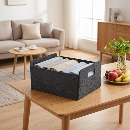 4 Pack Felt Storage Bins for Organizing Clothes, Toys & Office Files Durable - Image 3