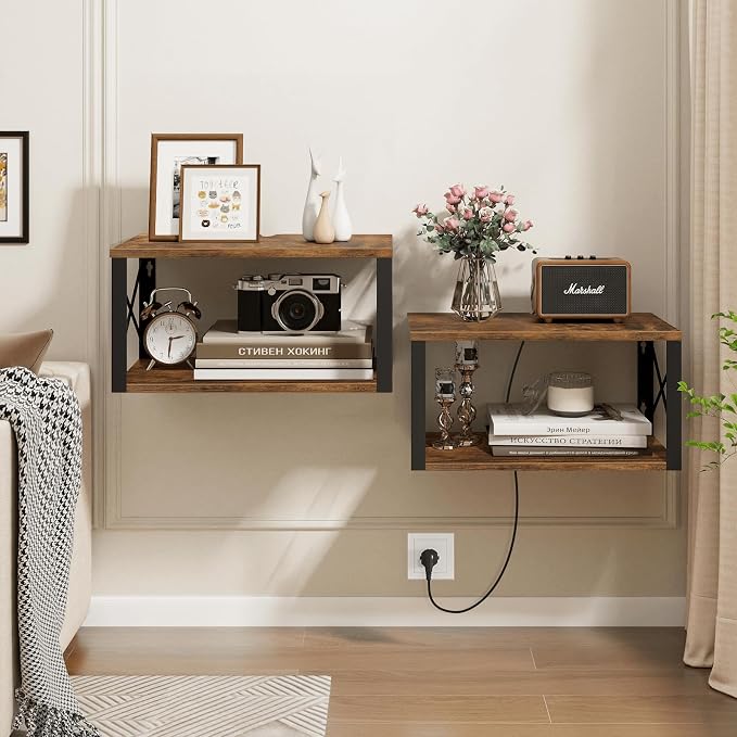 Homode Floating Nightstand, Wood Floating Bedside Table - Image 4
