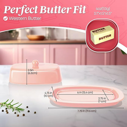 Flexzion Ceramic Pink European Butter Dish - Image 7