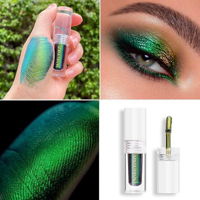 MAKI YIKA Glitter Eyeshadow Green Liquid Multichrome Eyeshadows Long Lasting - Image 2
