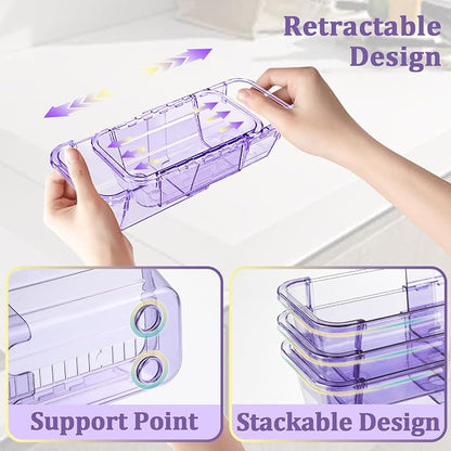 20 Pcs Adjustable Clear Drawer Organizer, Extendable Vanity Storage Bins - Image 4