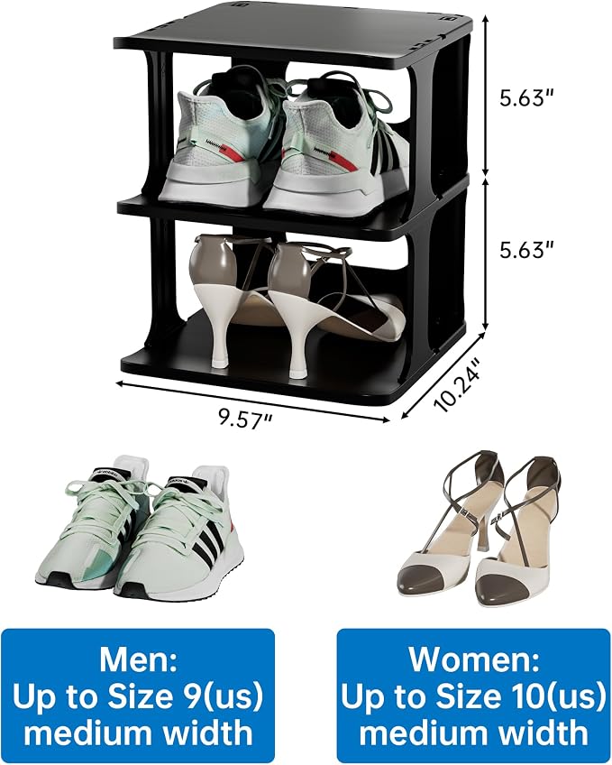 HAIXIN 14 Tier Vertical Black Shoe Rack - Image 3