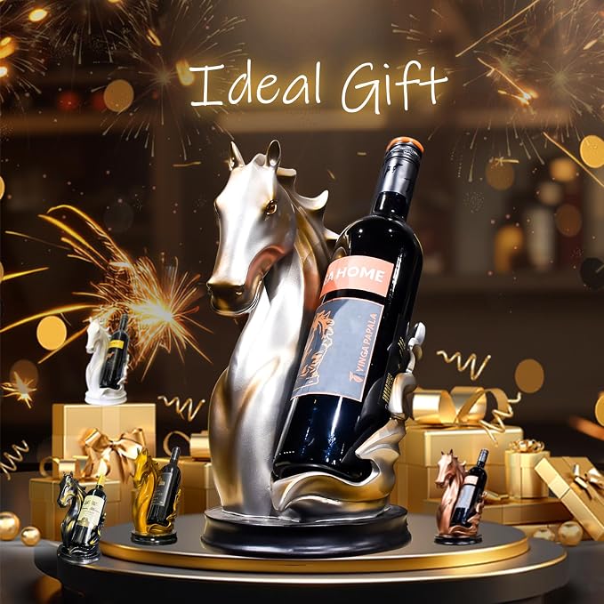 Wine Bottle Holder Wine Racks Tabletop Horse Statue as Home Kitchen Wine Cellar - Image 7