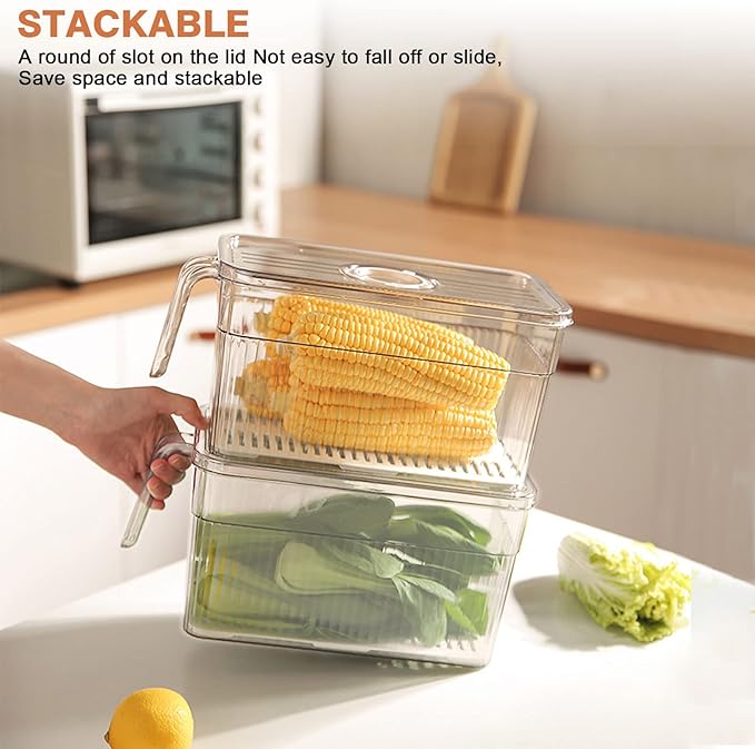 Loobuu 2 Pack Plastic Food Storage Produce Containers - Image 3