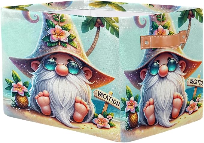 Pardick Summer Gnome Cute Basket Storage Bins Large Fabric Toys Storage Cube Box - Image 2