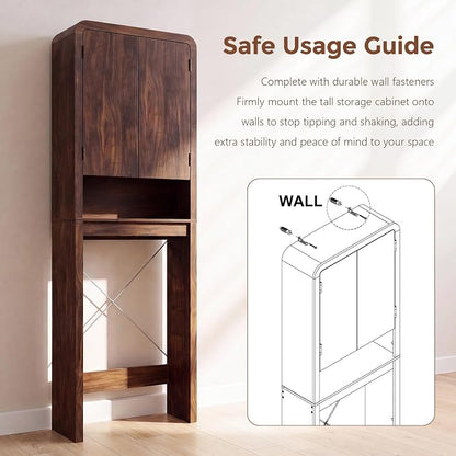 Over the Toilet Storage Cabinet, 69.69" Curved Bathroom Storage Organizer - Image 6