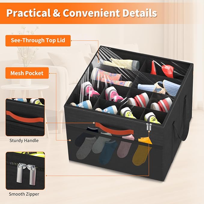 Aokeyee 2 Pack Shoe Organizer for Closet, Foldable Shoe Storage Organizer Box - Image 4