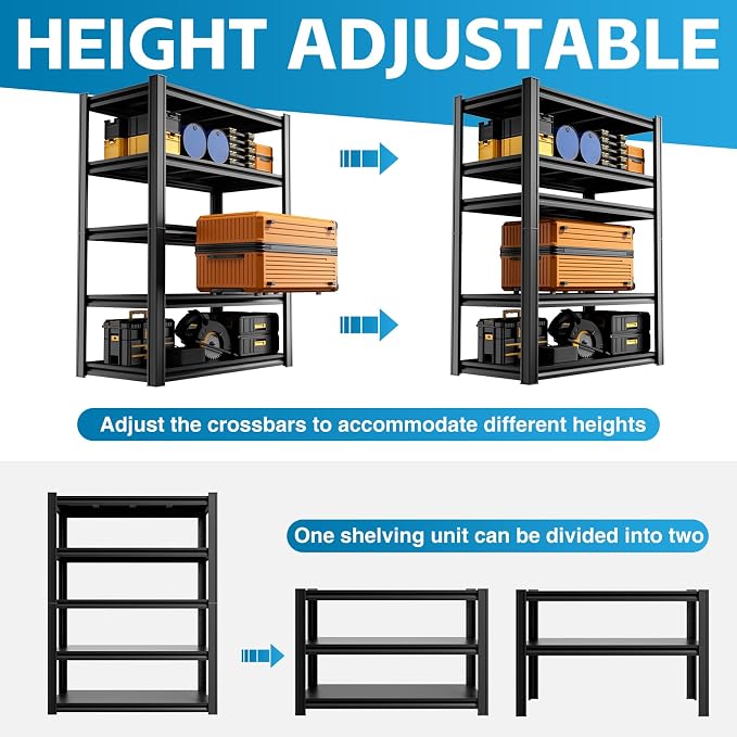 5-Tier Garage Storage Rack 35”D X 17.7”W X 72”H 2500LBS Capacity Industrial - Image 5