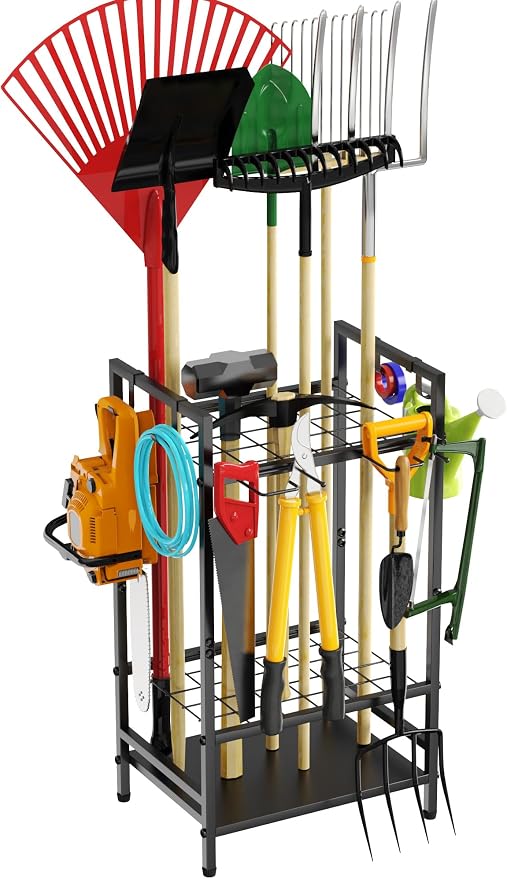 Garden Tool Organizer for Garage, Yard Tool Rack, Holds Up to 36 Long-Handled by VGMiu