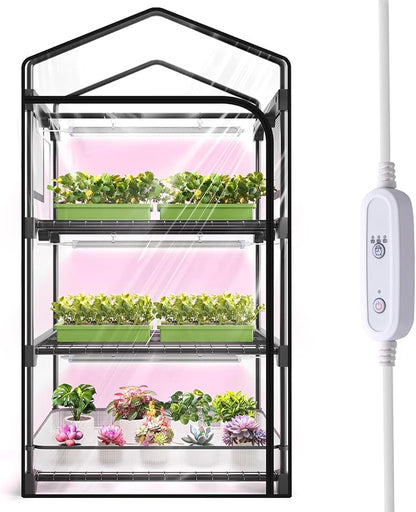 Indoor Greenhouse with Grow Light, 3-Tier Plant Stand with PVC Tent, by SpeePlant