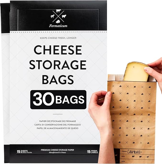 Formaticum - 30-Pack Cheese Storage Bags - 6.25 x 11 Wax Paper Bags to Keep by Formaticum