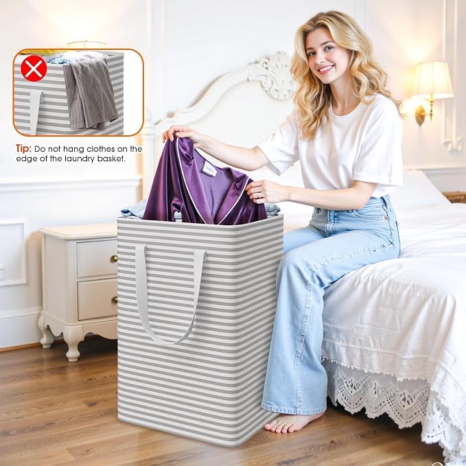 3 Pack Laundry Basket 75L Each, Waterproof & Freestanding Large Laundry Hamper - Image 4