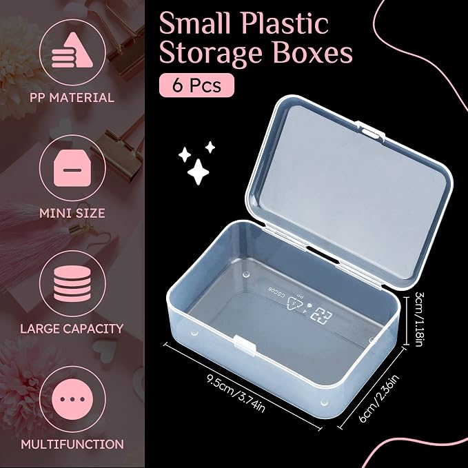 6 Packs Small Plastic Storage Containers, Bobby Pin Holder - Image 2