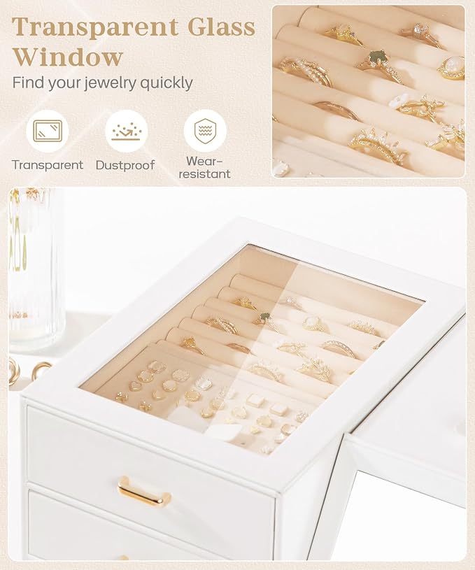 Homde Women Mirror Jewelry Box: Organizer Case - Image 4