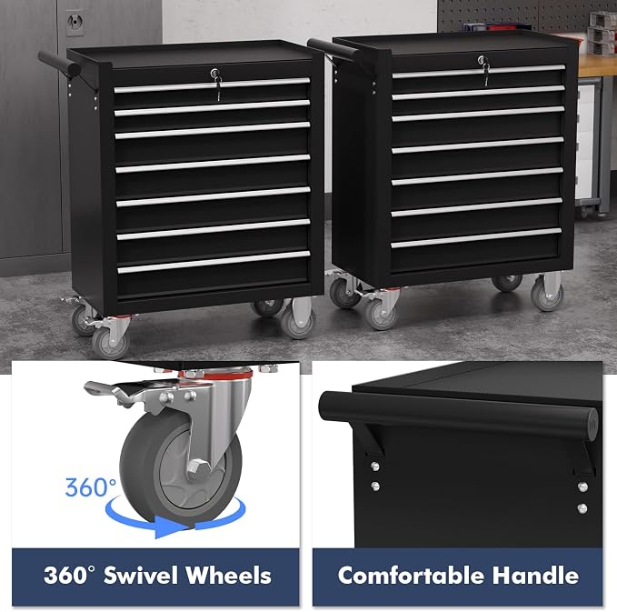 7-Drawer Tool Chest, Rolling Tool Cart - Image 6