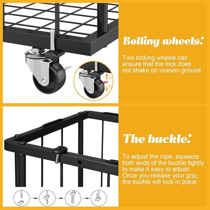 Large Garage Ball Storage, Rolling Floor Sports Equipment Organizer: - Image 6