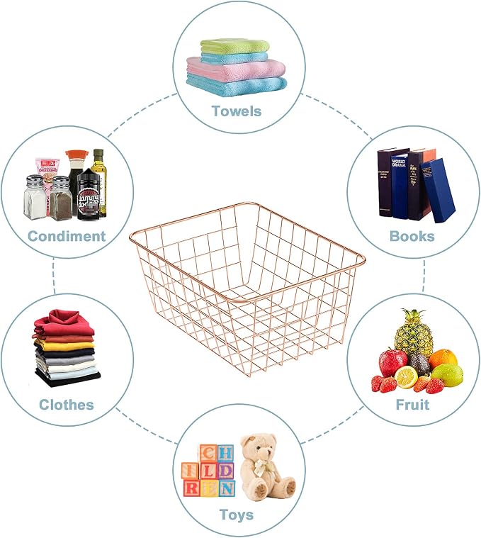 JUNCHU CHERRY Wire Kitchen Storage Basket 4 Packs, Perfect Pantry Organization - Image 2