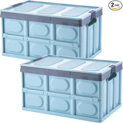 Lidded Storage Bins 2 Pack 30L Collapsible Storage Box Crates Plastic Tote by jocabo