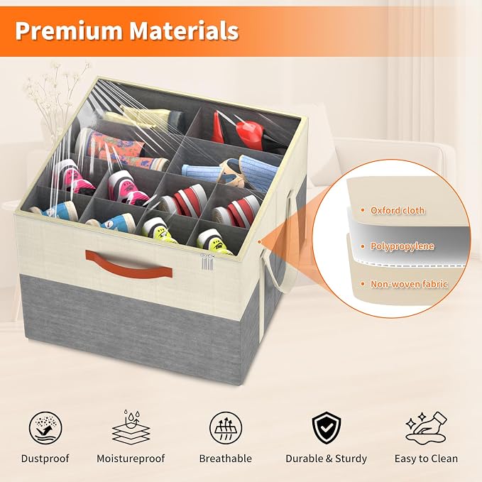 Aokeyee 2 Pack Shoe Organizer for Closet, Foldable Shoe Storage Organizer Box - Image 3