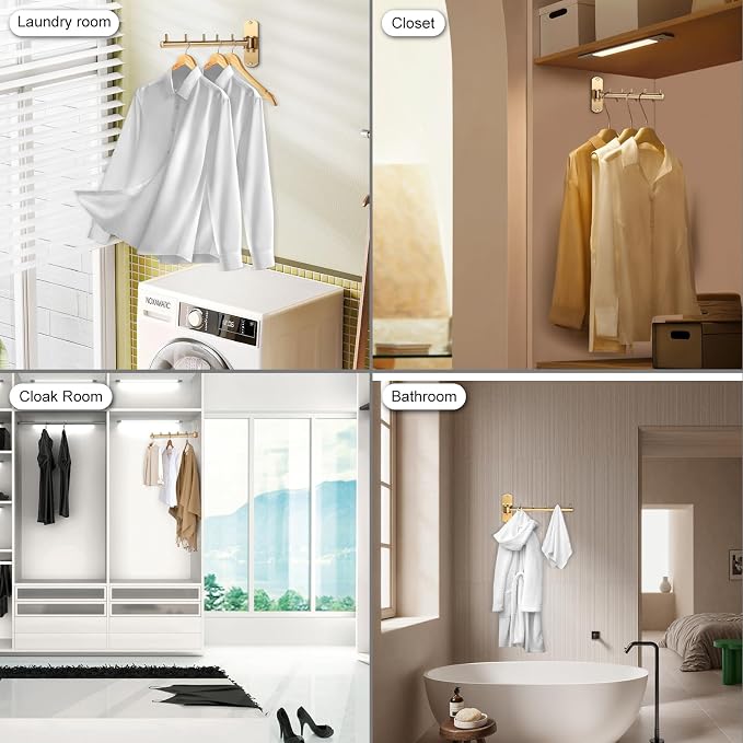 Sumnacon Clothes Rack, Wall Mounted Clothes Hanging Organizer, Drying Rack - Image 7
