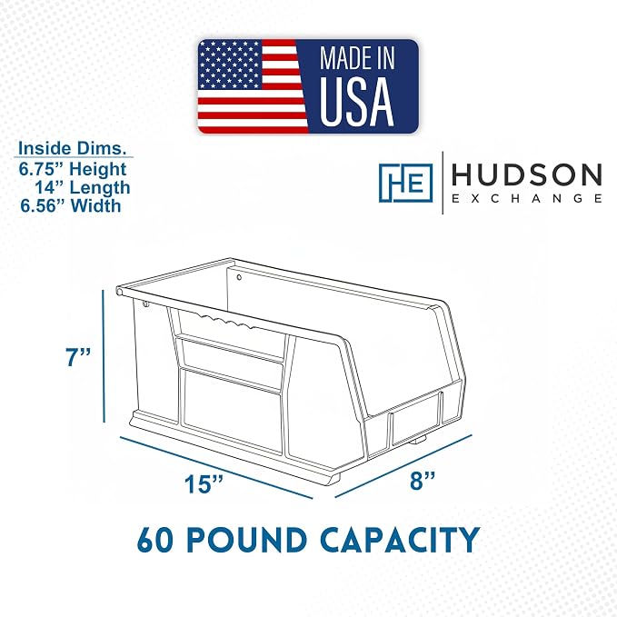 15" x 8" x 7" Plastic Stackable Storage Bin - Image 3